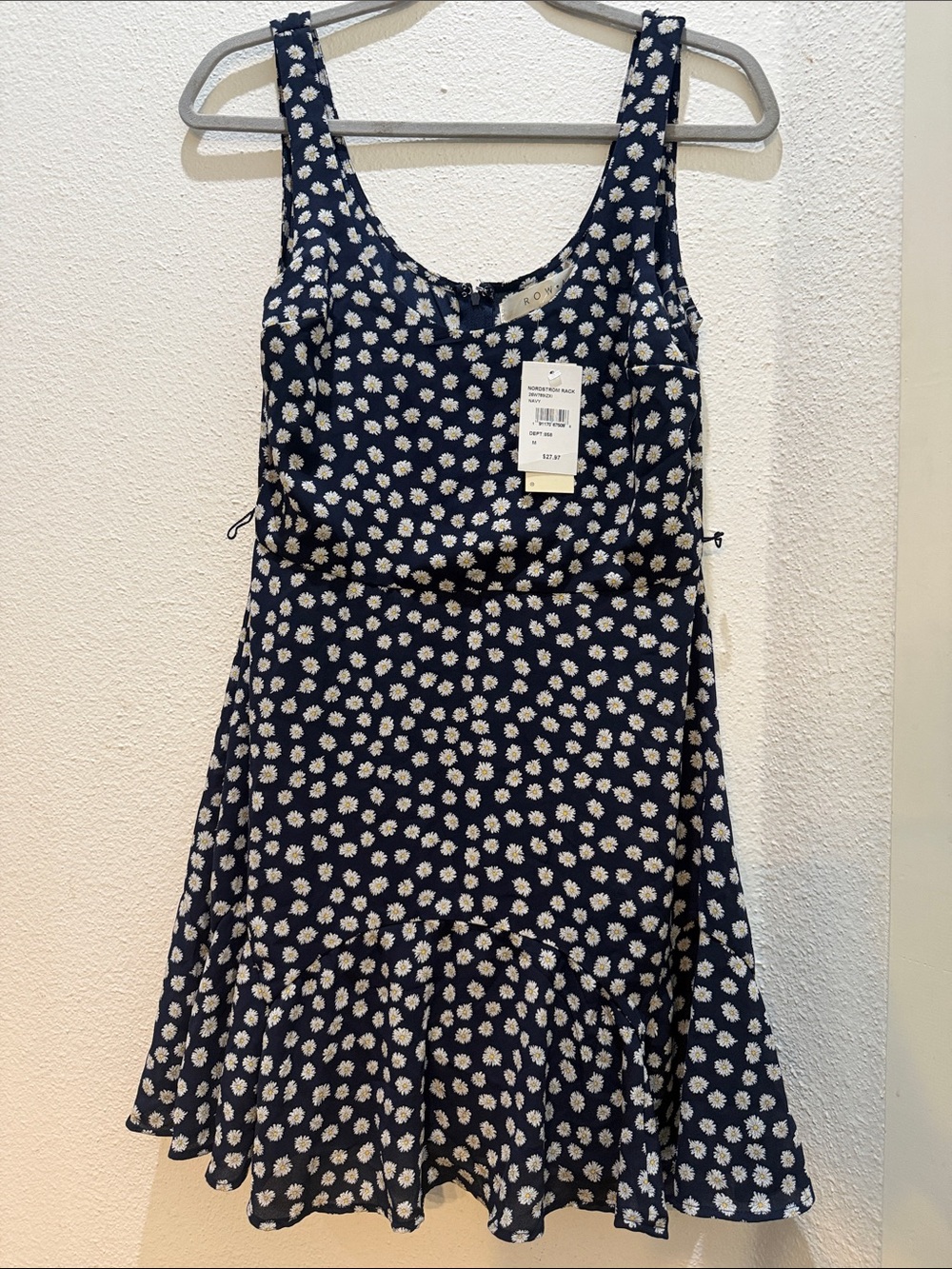 🔥 ROW A Navy Daisy Print Mini Dress Size Medium NWT
